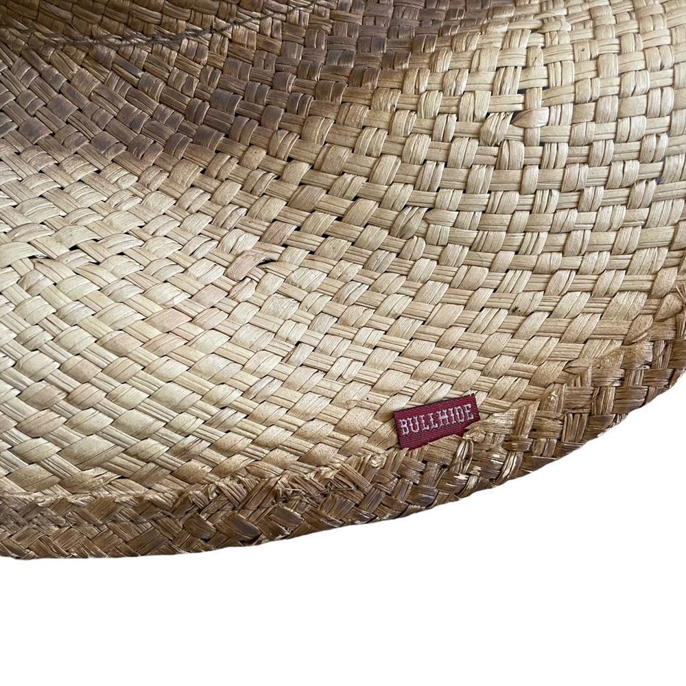 (SOLD) BULLHIDE Tan Woven Straw Western Cowboy Hat L - Picture 13 of 15